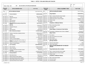 TABLO 1.1 BÜTÇE UYGULAMA SONUÇLARI TABLOSU 216.512