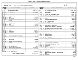 TABLO 1.1 BÜTÇE UYGULAMA SONUÇLARI TABLOSU 310.662