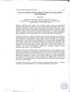 XV. Ulusal Kimya Kongresi, İstanbul, 2001 RADYASYON