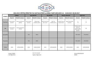 2016-2017 EĞİTİM-ÖĞRETİM YILI HAFTALIK ÖDEV ve KONU