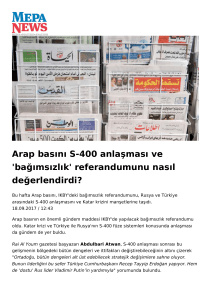 Arap basını S-400 anlaşması ve `bağımsızlık`