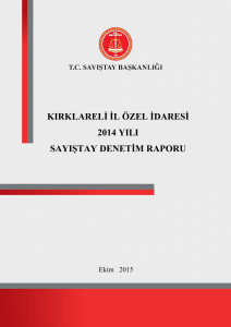 KIRKLARELĠ ĠL ÖZEL ĠDARESĠ 2014 YILI SAYIġTAY DENETĠM