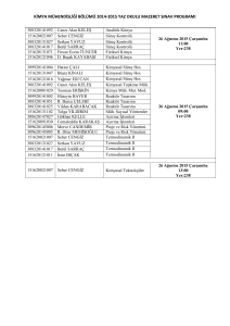 kimya mühendisliği bölümü 2014-2015 yaz okulu mazeret sınav