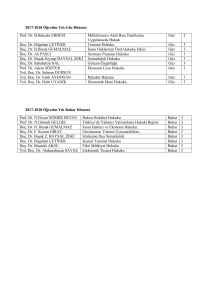 2017-2018 Öğretim Yılı Güz Dönemi Prof. Dr. B.Bahadır ERDEM