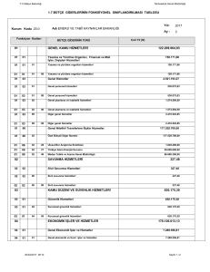 1.7 Bütçe Giderlerinin Fonksiyonel Sınıflandırılması Tablosu