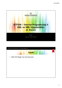 BTP208 – İnternet Programcılığı II XML ve XML Uygulamaları (2