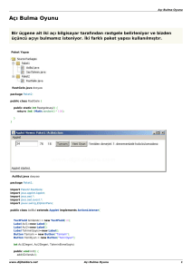Java Applet Örnekleri : Açı Bulma Oyunu