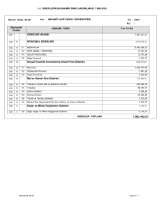 Giderlerin Ekonomik Sınıflandırılması Tablosu