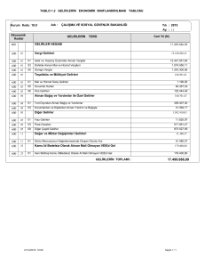 TABLO 1.2 GELİRLERİN EKONOMİK SINIFLANDIRILMASI