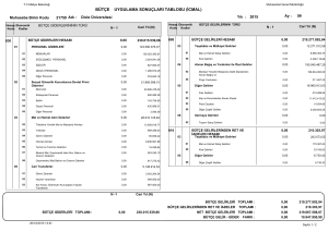 bütçe uygulama sonuçları tablosu (icmal)