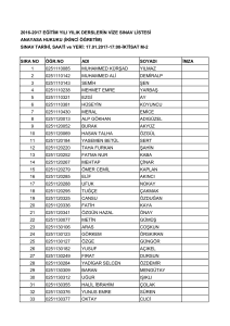 2016-2017 EĞİTİM YILI YILIK DERSLERİN VİZE SINAV LİSTESİ