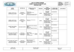 2012 yılı-ikinci dönem hizmet kalite standartları eğitim planı