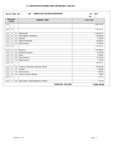 giderlerin ekonomik sınıflandırılması tablosu