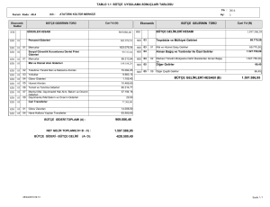 bütçe uygulama sonuçları tablosu 1-1