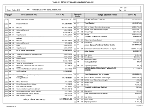 TABLO 1.1 BÜTÇE UYGULAMA SONUÇLARI TABLOSU 332.830