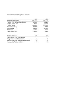 Başlıca Finansal Göstergeler ve Rasyolar 2005 2006 Finansal