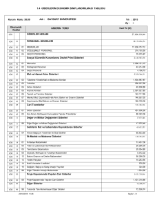 giderlerin ekonomik sınıflandırılması tablosu