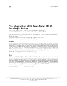 First observation of Hb Tunis [beta124(H2) Pro>Ser