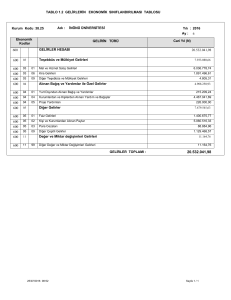 TABLO 1.2 GELİRLERİN EKONOMİK