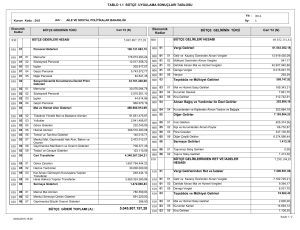 TABLO 1.1 BÜTÇE UYGULAMA SONUÇLARI TABLOSU 69.552