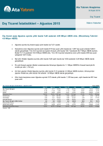 Dış Ticaret İstatistikleri – Ağustos 2015