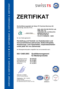 Dentek ISO 13485:2003 - Dentek A.Ş. Diş Protez Laboratuvarı İzmir
