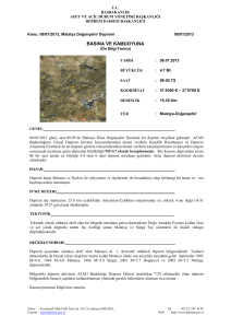 8 Ocak 2013 Malatya Doğanşehir Depremi Ml:4.7
