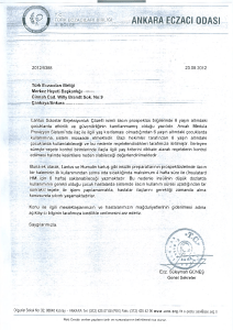 2012/5388 23.08.2012 Türk Eczacıları Birliği Merkez Heyeti Başkanlığı
