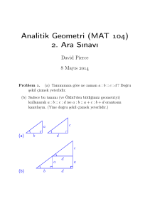 Analitik Geometri (MAT ) . Ara Sınavı
