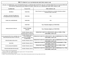 Anabilim Dalı ÖZEL KOŞULLAR İKTİSAT Niyet Mektubu (İngilizce