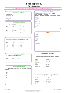 8. sınıf matematik üslü ifadeler