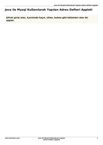 Java ile Mysql Kullanılarak Yapılan Adres Defteri Appleti