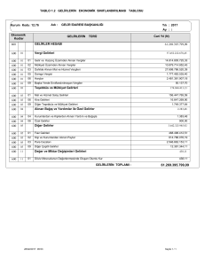 TABLO 1.2 GELİRLERİN EKONOMİK