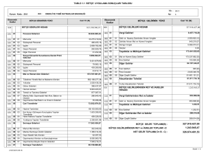 TABLO 1.1 BÜTÇE UYGULAMA SONUÇLARI TABLOSU 327.918