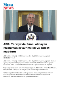 ABD: Türkiye`de Sünni olmayan Müslümanlar