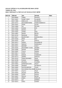 2016-2017 EĞİTİM YILI YILLIK DERSLERİN VİZE SINAV LİSTESİ