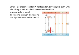 Ornek : Bir proton sekildeki A noktasindan, buyuklugu 8 x 104 V/m