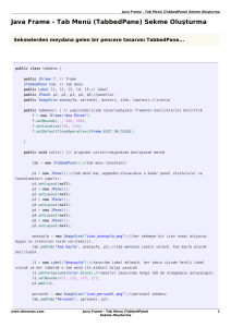 Java Frame - Tab Menü (TabbedPane) Sekme Oluşturma