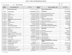 TABLO 1.1 BÜTÇE UYGULAMA SONUÇLARI TABLOSU 2.153