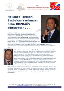 Hollanda Türkleri, Başbakan Yardımcısı Bekir BOZDAĞ`ı