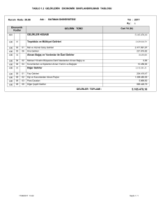 TABLO 1.2 GELİRLERİN EKONOMİK