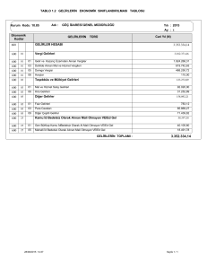 TABLO 1.2 GELİRLERİN EKONOMİK SINIFLANDIRILMASI