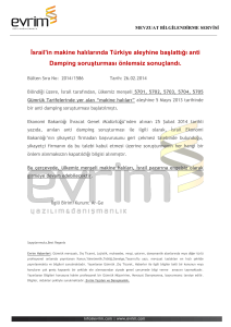 İsrail`in makine halılarında Türkiye aleyhine başlattığı anti Damping