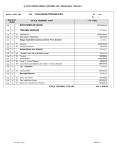 Bütçe Giderlerinin Ekonomik Sınıflandırılması Tablosu