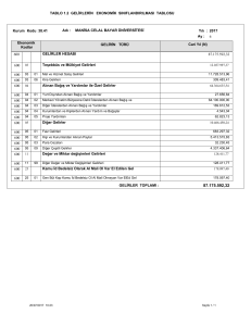 TABLO 1.2 GELİRLERİN EKONOMİK