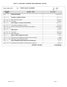 TABLO 1.2 GELİRLERİN EKONOMİK