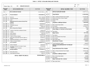 TABLO 1.1 BÜTÇE UYGULAMA SONUÇLARI TABLOSU 42.887