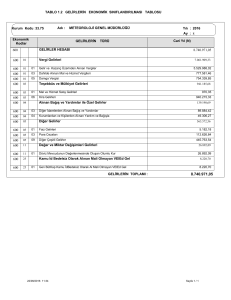 TABLO 1.2 GELİRLERİN EKONOMİK