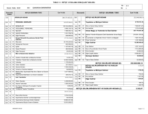 Tablo 1.1 Bütçe Uygulama Sonuçları Tablosu