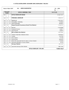 1.9 BÜTÇE GİDERLERİNİN EKONOMİK SINIFLANDIRILMASI